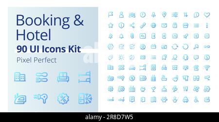 Kit de réservation et d'hôtel pixel Perfect gradient Linear ui icons Illustration de Vecteur