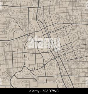 Carte vectorielle de Medan, Indonésie. Illustration de l'affiche de la carte routière de la ville urbaine. Art. Carte Medan Illustration de Vecteur