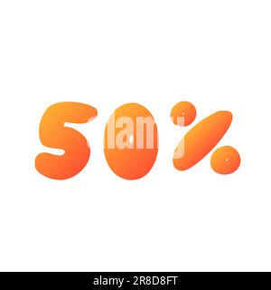 50 % de réduction sur les inscriptions à l'offre spéciale du logo de réduction orange. Illustration de dessin vectoriel en dessin animé style moderne réel isolé sur fond blanc Illustration de Vecteur