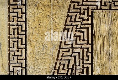 Texture abstraite sur paroi jaune Banque D'Images