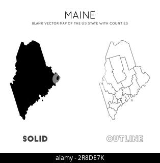 Carte du Maine. Carte vectorielle vierge de l'État des États-Unis avec comtés. Borders of Maine pour votre infographie. Illustration vectorielle. Illustration de Vecteur