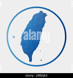 Icône Taïwan. Carte polygonale du pays en anneau de gradient. Panneau rond bas en polyéthylène Taïwan. Illustration vectorielle. Illustration de Vecteur