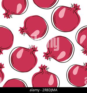 Motif en forme de caniche à la ligne de grenade. Motif de contour grenade sans couture. Illustration de Vecteur