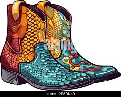 paire de bottes de cow-boys tendance Illustration de Vecteur