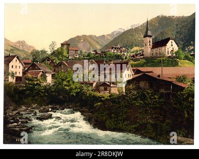 Burglen, lieu de naissance de Tell, lac de Lucerne, Suisse 1890. Banque D'Images