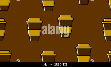 Verres à refaire avec un café espresso à l'américaine revigorant et chaud dans une tasse de carton à emporter sur fond marron. VVecto Illustration de Vecteur