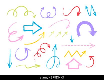 Flèches pointeurs de direction dessinés à la main Illustration de Vecteur