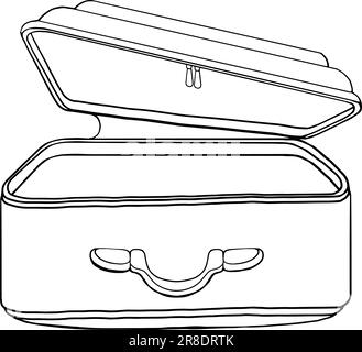 Illustration vectorielle d'une valise ouverte. Pour la conception de sites Web, les cartes postales, la typographie. Dessin au trait. Du voyage de collection DU RATON LAVEUR. Image monochrome. Illustration vectorielle Illustration de Vecteur