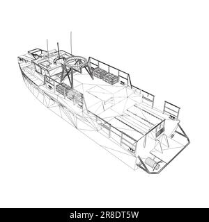 Icône de déformation filaire. Navires militaires et navires de guerre. images vectorielles isolées. Vecteur filaire du navire militaire. Modèle de véhicule militaire vecteur iso Illustration de Vecteur