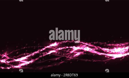 Rose abstrait numérique high-tech magique cosmique énergie électrique lumineux luminescent lumière texture fond de verre géométrique de sapin triangles et de copie Illustration de Vecteur