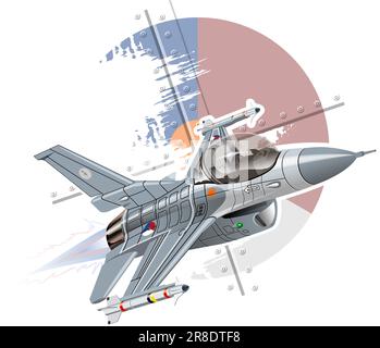 Vector Cartoon avion de chasse à jet militaire.Format vectoriel EPS-10 disponible, séparé par des groupes et des calques, pour un montage facile Illustration de Vecteur