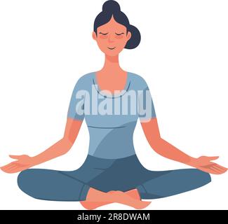 Femme sereine pratiquant le yoga en position lotus pour la détente Illustration de Vecteur