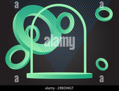 Podium de cylindre bleu, noir et turquoise. Présentation de l'étape de maquette vectorielle pour la présentation. Résumé Affichage minimal du produit géométrique. Illustration de Vecteur
