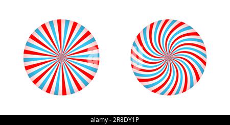 Rayures radiales droites et tourbillonnantes roses et bleues en forme de rond. Cirque ou carnaval grand fond. Gomme à bulles, sucreries sucrées à la lylipop, texture tordue à la crème glacée. Illustration de dessin animé vectoriel Illustration de Vecteur