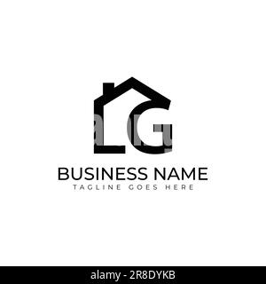 Vecteur de conception du logo lg Real Estate initial. Lettre LG avec élément Home. Concept initial L G Real Estate. Illustration de Vecteur