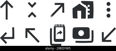 Ensemble de 10 icônes cartes. Jeu d'icônes de solutions professionnelles créatives. Délimiter les signes isolés. Jeu de symboles linéaires. Grande icône d'interface utilisateur dans un design plat. UI et UX Illustration de Vecteur
