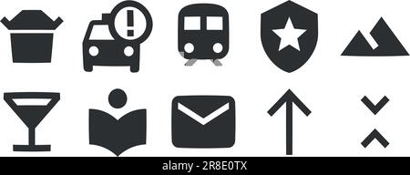 Ensemble de 10 icônes cartes. Icônes de lignes fines modernes. Ensemble simple. Jeu de symboles linéaires. Pack d'icônes à remplissage fin. INTERFACE UTILISATEUR UX Illustration de Vecteur