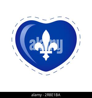 Le logo de la fête du Québec. Concept de bulle. Forme de coeur créative avec symbole officiel du Québec. Motif T-shirt. Icône tasse ou tasse. Motif boîte cadeau Illustration de Vecteur