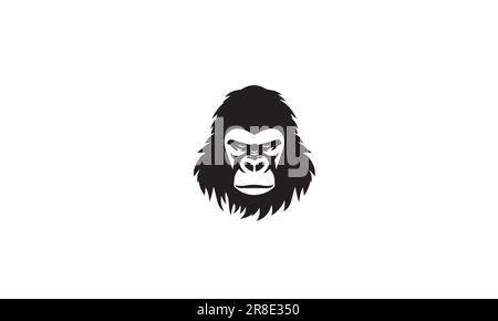 Logo Gorilla noir simple icône plate sur fond blanc Illustration de Vecteur