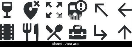 Ensemble de 12 icônes cartes. Jeu d'icônes de solutions professionnelles créatives. Icône définir la qualité. Icônes linéaires définies. Grande icône d'interface utilisateur dans un design plat. UI et UX Illustration de Vecteur