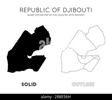 Carte de Djibouti. Carte vectorielle vierge du pays avec les régions. Frontières de Djibouti pour votre infographie. Illustration vectorielle. Illustration de Vecteur