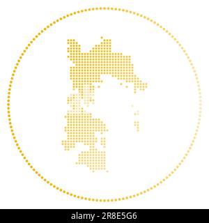 Badge numérique Patmos. Carte de style pointillé de Patmos en cercle. Icône Tech de l'île avec des points gradués. Illustration vectorielle soignée. Illustration de Vecteur