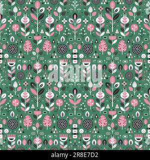 Motif botanique abstrait style scandinave rétro Illustration de Vecteur