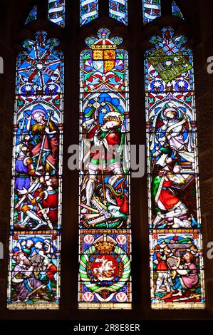 Vitraux du Mémorial de la mutinerie indienne, par William Wailes à la cathédrale Saint-Nicolas, Newcastle-upon-Tyne Banque D'Images