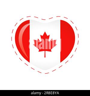 Forme de coeur créative avec élément drapeau canadien. Bienvenue à l'idée du logo du Canada. Bonne fête du Canada icône mignonne. Motif T-shirt. Icône tasse ou tasse. Souvenir Illustration de Vecteur