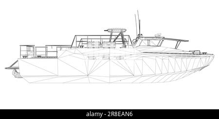 Icône de déformation filaire. Navires militaires et navires de guerre. images vectorielles isolées. Vecteur filaire du navire militaire. Modèle de véhicule militaire vecteur iso Illustration de Vecteur