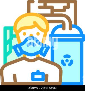 illustration vectorielle d'icône couleur d'énergie de travailleur de centrale nucléaire Illustration de Vecteur