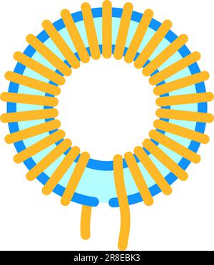 illustration vectorielle de l'icône de couleur du composant électronique d'inductance Illustration de Vecteur