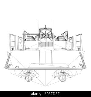 Icône de déformation filaire. Navires militaires et navires de guerre. images vectorielles isolées. Vecteur filaire du navire militaire. Modèle de véhicule militaire vecteur iso Illustration de Vecteur