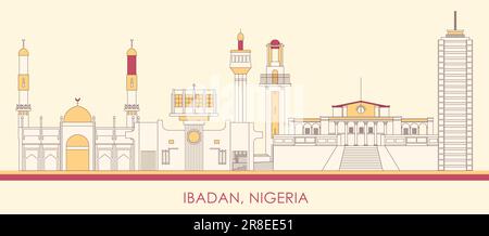 Outline Skyline panorama de la ville d'Ibadan, Nigeria- illustration vectorielle Illustration de Vecteur