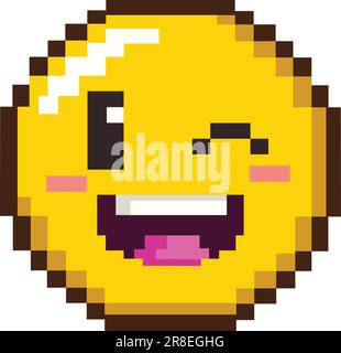 8bit pixels d'un émoticône happy emoji Illustration de Vecteur
