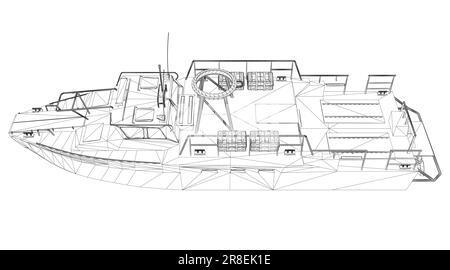 Icône de déformation filaire. Navires militaires et navires de guerre. images vectorielles isolées. Vecteur filaire du navire militaire. Modèle de véhicule militaire vecteur iso Illustration de Vecteur