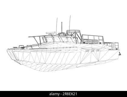 Icône de déformation filaire. Navires militaires et navires de guerre. images vectorielles isolées. Vecteur filaire du navire militaire. Modèle de véhicule militaire vecteur iso Illustration de Vecteur