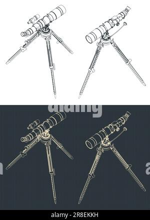 Illustrations vectorielles stylisées de plans isométriques de télescope Illustration de Vecteur