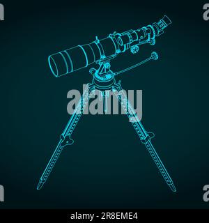 Illustration vectorielle stylisée d'un télescope sur un trépied Illustration de Vecteur