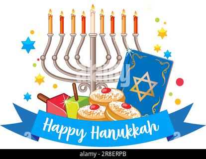 Illustration de la bannière Happy Hanukkah Illustration de Vecteur