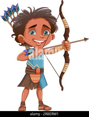 Illustration d'Archer Kid de la tribu amérindienne Illustration de Vecteur
