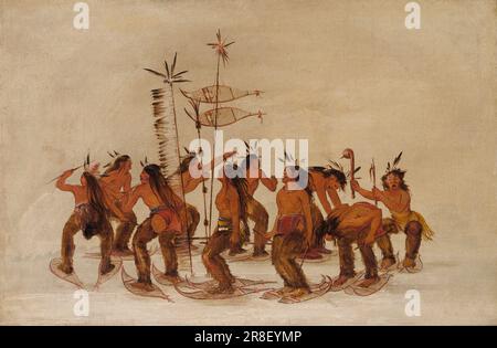 Danse en raquettes à la première chute de neige 1835-1837 par George Catlin, né Wilkes-barre, PA 1796-mort Jersey City, NJ 1872 Banque D'Images