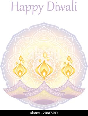 Design de symbole Diwali heureux avec bougies votive isolées sur Un fond blanc. Illustration vectorielle. Illustration de Vecteur