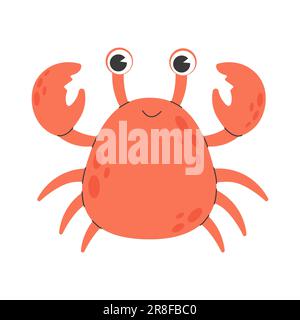 Joli crabe de mer. Personnage de crabe de mer dessiné. Illustration de Vecteur