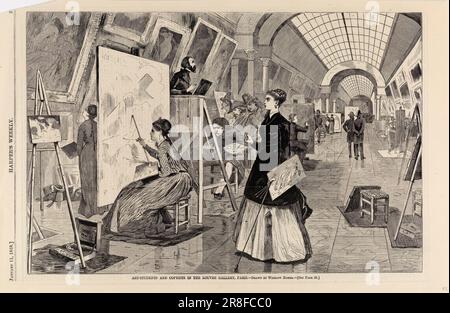 Étudiants en art et copyistes à la Galerie du Louvre, Paris, de Harper's Weekly, 11 janvier 1868 1868 par Winslow Homer, né à Boston, ma 1836-mort de Prout's Neck, ME 1910 Banque D'Images