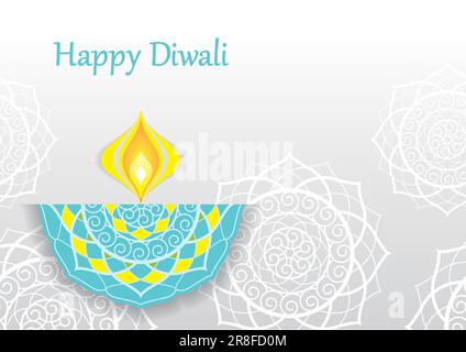 Happy Diwali Vector Background Illustration With A Votive Lamp And Text Space. Stock Vector