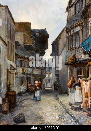 Johan Jongkind, Une rue de Landerneau (Finistère, Bretagne, France), peinture à l'huile sur toile, 1851 Banque D'Images