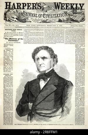 L'honorable William Pennington, de N.J., Président de la Chambre des représentants, de Harper's Weekly, 11 février 1860 1860 par Winslow Homer, né à Boston, ma 1836-est mort de Prout's Neck, ME 1910 Banque D'Images