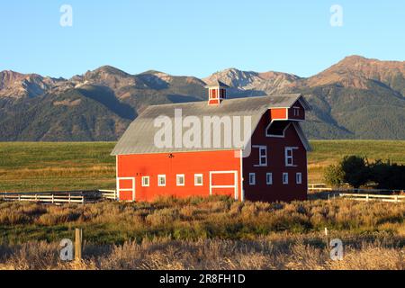 Rote Scheune, Joseph, Wallowa Valley, Oregon, États-Unis Banque D'Images