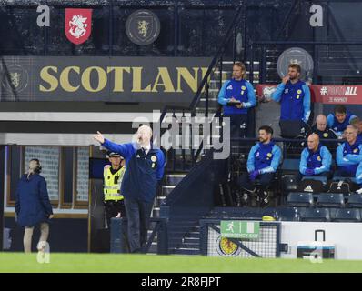 Parc Hampden. Glasgow.Écosse, Royaume-Uni. 20th juin 2023. Qualificateur européen. Ecosse contre Géorgie. Scotland coach, Steve Clarke, Credit: eric mccowat/Alay Live News Banque D'Images